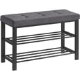 thumbnail image 1 of Boutique Home Shoe Bench with 3-Tier Shoe Rack, Padded Linen Seat and Metal Frame, Gray, 1 of 6