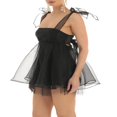 thumbnail image 3 of Womens Summer Mini Dress Sleeveless Bow Tie Shoulder A Line Tulle Princess Dress, 3 of 5