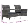 thumbnail image 4 of vidaXL Canapé de Jardin 2 Places avec Table à Thé en Rotin Poly Anthracite, 4 of 5
