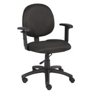 Boss Office Fabric Upholstered Wide Seat Office Swivel Chair with Arms in Black
