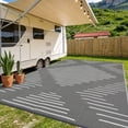 thumbnail image 4 of Nanan 9x12 Modern Geometric Outdoor Rug, All-Weather Waterproof Patio Mat, UV Resistant, Stain Resistant, Easy Clean Plastic Rug for Yard, Deck, Balcony, Camping,Gray White, 4 of 8