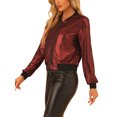 thumbnail image 4 of INSPIRE CHIC Blouson Bomber à Fermeture à Glissière Léger Métallique à Col Montant Holographique pour Femme Rouge TG, 4 of 5
