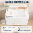 thumbnail image 3 of 30 inch Bathroom Vanity with Sink Combo, Floating Bathroom Vanity with Ceramic Basin, 2 Large Drawers with Gold Handle, Soft-Close Design, Easy Assembly, White, 3 of 6