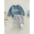 thumbnail image 3 of Faithtur Boys Girls Pants Suit, Long Sleeve Round Neck Letters Print Tops + Casual Drawstring Pants, 3 of 9
