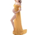 thumbnail image 4 of thinsony Robe de Maternité pour Photographie, Épaules Dénudées, Robe Longue en Mousseline, devant Maxi, Grossesse, Longues Robes pour Femmes, Accessoire de Séance Photo, Prise de Vue, Jaune G, 4 of 8