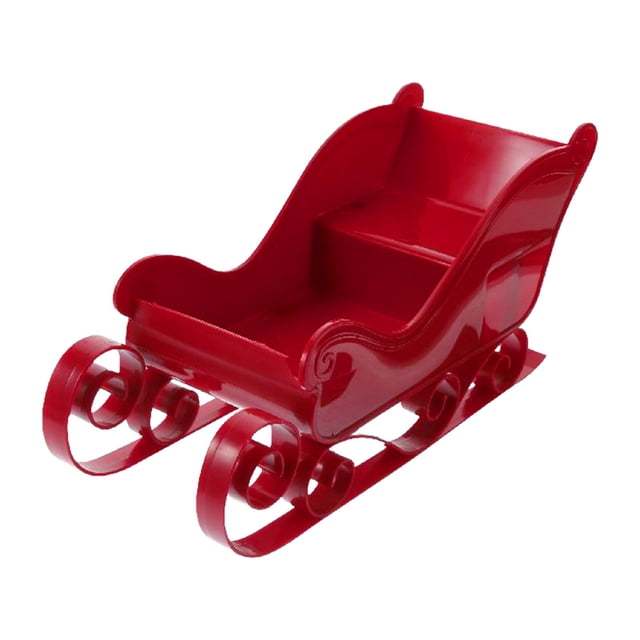 Santa Sleigh Mini Sled Ornament Xmas Figurines Crafts Tabletop Collectible Shelf red