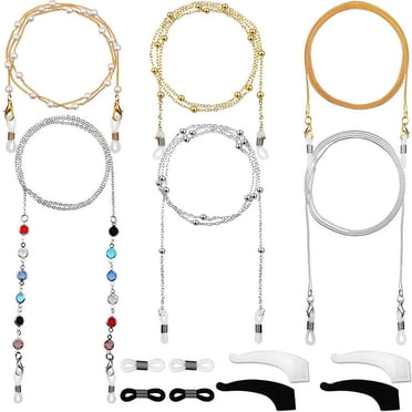 6 Pieces Eyeglass Chains Elegant Eyewear Retainer Beaded Eyeglass Strap Holder