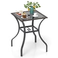 thumbnail image 1 of Gymax Table Bistro Carré de 28,5 Po avec Trou pour Parasol de 2 Po, Dessus en Verre Sérigraphié, 1 of 10
