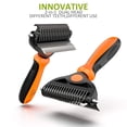 thumbnail image 4 of 2 in 1 Professional Grooming Rake for Cats & Dogs-Dematting Comb for Easy Mats & Tangles Removing,Hair Removal Cleaner for Pets(Orange), 4 of 8