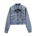 thumbnail image 1 of Lovzfmll Denim Veste en pour Femme, Manches Longues Style Classique Bleu, m, 1 of 9
