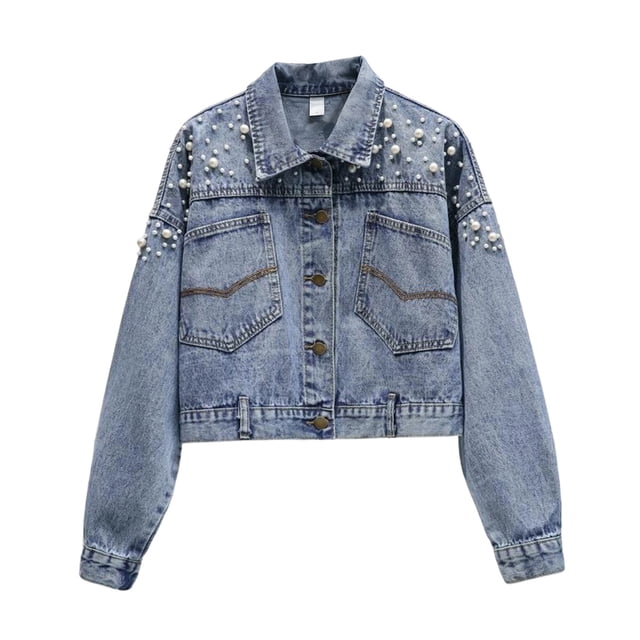 Lovzfmll Denim Veste en pour Femme, Manches Longues Style Classique Bleu, m