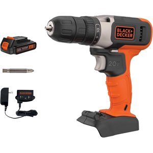 BLACK+DECKER au-delà 20V MAX Perceuse sans fil au lithium-ion (BCD702C1AEV) – 0-1500 RPM Vitesse variable, 24-Position Embrayage, glissière sans clé, poignée ergonomique – Argent/Noir/Orange, Idéal pour DIY &