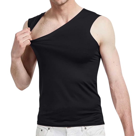 LOVZFMLL Tank Tops for Men's Pullover Solid Color T-shirt Outdoor Elastic Tight Without Marksr Solid Color V-Neck Tank