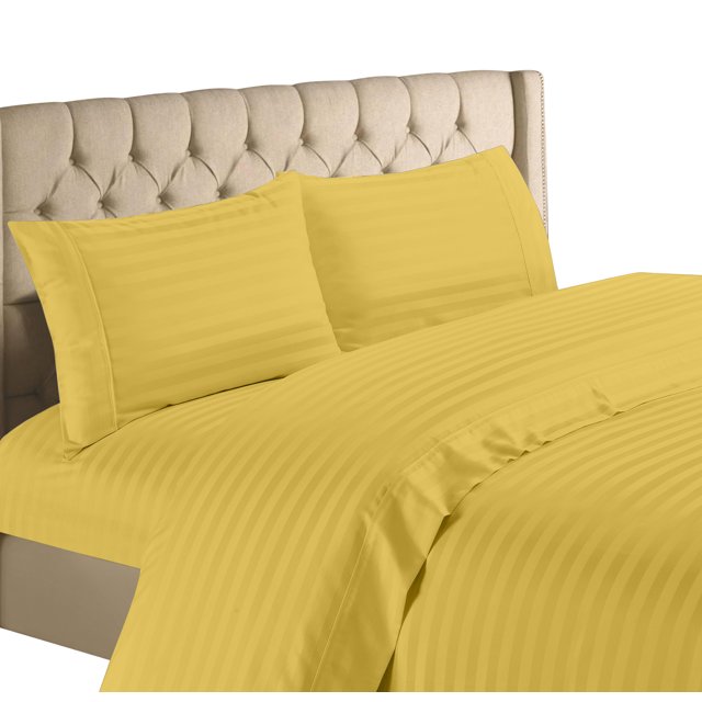 Home Collection 1200 Thread Count 100% Cotton Egyptian Quality Deep Pocket Stripe Sheet Set (California King, Gold)