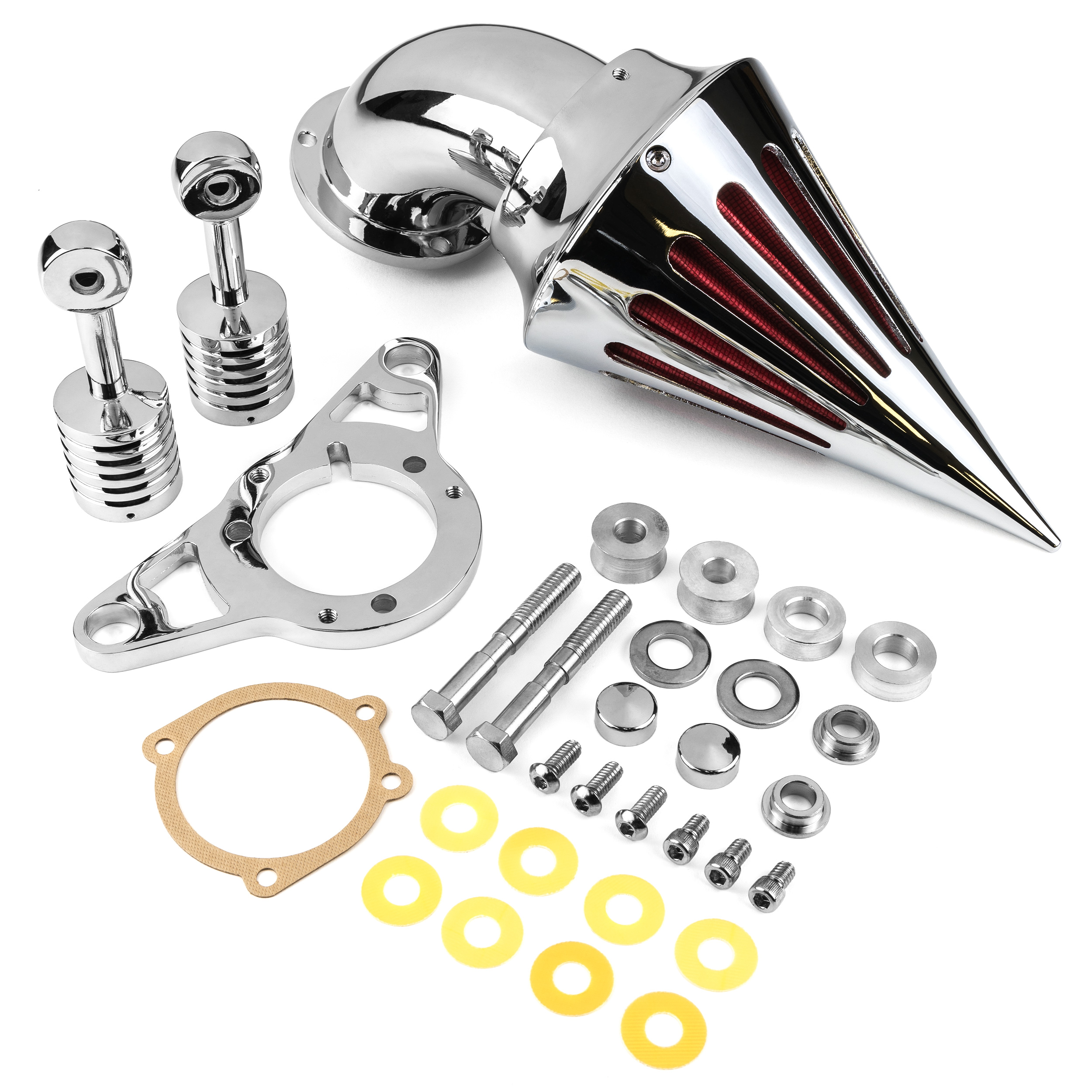 Krator Filtre d'Admission pour Nettoyeur d'Air à Crampons Chromés Compatible avec Harley Davidson Cross Bones Softail 2008-2009