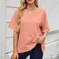 thumbnail image 2 of T-shirts à Manches Courtes pour Femmes Été Col Rond Décontracté Mode T-Shirt Basique Vêtements Mignons Tenues Tendance, 2 of 6