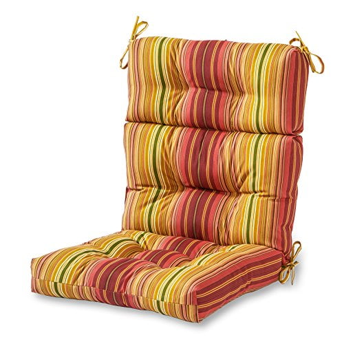 Greendale Home Fashions Outdoor 44 X 22-Inch High Back Chair Cushion Set Of 1 Cinnamon Stripe