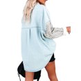 thumbnail image 3 of Chemise Boutonnée pour Femmes Veste en Denim Manches Longues Décontractée Automne avec Poches, 3 of 8