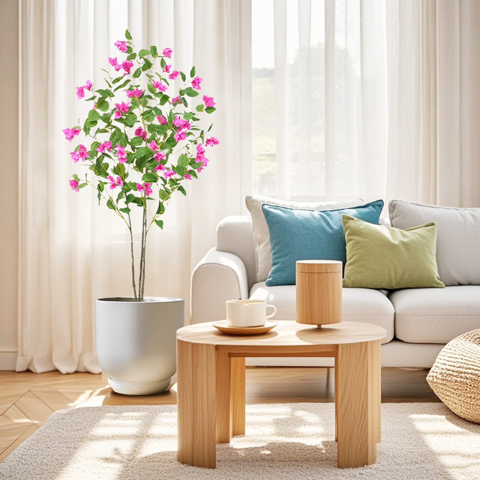 Arbre Artificiel de Bougainvillier, Arbre de Bougainvillier Artificiel 4/5/6 Pi, Arbre de Bougainvillier Plante Artificielle avec Pot, Faux Arbre en Floraison pour Déco de Maison et Bureau