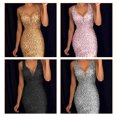 thumbnail image 1 of VONKY Robe de Soirée Tenue de Fête Vêtements de Fête V Cou Cocktail Sans Manches Robes de Bal de Dame Or M, 1 of 6