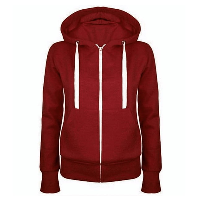 TIMIFIS Chandail à Capuchon à Fermeture à Glissière Surdimensionné pour Femmes, Ample et en Vrac, Chandail à Capuchon de Base à Fermeture Éclair, Manteau, Veste - Rouge - Mfall