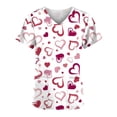 thumbnail image 4 of TIMIFIS Hauts de Sarrau pour Femmes Saint-Valentin Manches Courtes Col en V Hauts Uniforme Saint-Valentin Imprimé Poches Blouse Soins Infirmiers avec Poches pring, 4 of 5