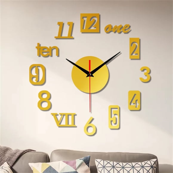 Frameless DIY Wall Clock Mirror Sticker for Home Office Decor Self Adhesive 12 Hour Display Clock with Stainless Steel Face,Aluminum Pointers,and EVA Foam Numerals Easy to Install on