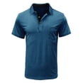 thumbnail image 1 of Men Short Sleeve Solid Casual Fashion Turn-down Collar Pullover Buttons T Shirt Blouse, 1 of 1
