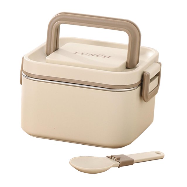 Abbracc Adulte Boîte à Lunch Micro-Ondes Léger Réutilisable Bento Boîte pour le Travail Manger Dehors Beige Unique