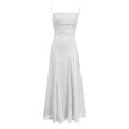 thumbnail image 4 of Xdegoge Robe Maxi Formelle pour Femmes Sans Manches à Encolure Carrée à Bretelles Spaghetti en Dentelle Florale Robes Élégantes Coupe Ajustée Soirée Fête Longues Robes Fluides Légères Été Vacances Invitée de Mariage Robes, 4 of 8