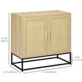thumbnail image 3 of HOMCOM Wood Sideboard Storage Cabinet w/ Rattan Doors, Adjustable Shelf, 3 of 10