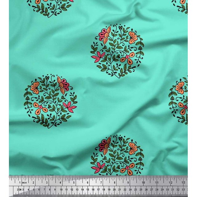 Soimoi Feuilles de Tissu de Velours & Tissu Imprimé Floral 1 Yard 58 Inch Wide