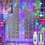 Cocomy 9.8ft x 9.8ft LED Curtain Lights Christmas Twinkle Star 300 LED Window Curtain String Lights with 8 Lighting Modes Remote Control USB for Xmas Wall Indoor Decoration
