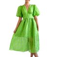 thumbnail image 1 of Ketyyh-chn99 Robes pour Femmes Grande Taille Femme Élégante Robe de Soirée Combinaisons Manche à Volants Shorts Robe Mini Vert,TG, 1 of 4