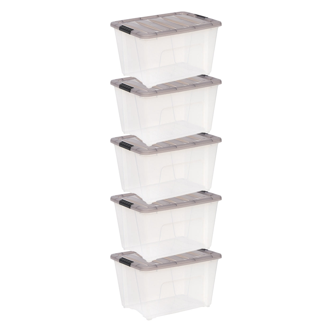 IRIS 50 L Plastic Storage Bins with Lids Stackable Storage Containers Totes 5 Pack