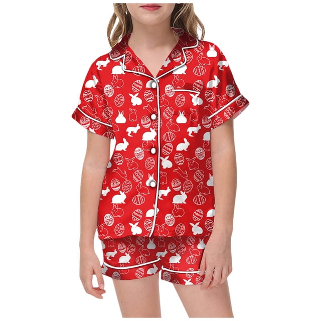 GDREDA Girls Spring Clothing Sets Kid DIY Hand Painted Homewear Set Colouring Pajama Sets For And Girl Can Play With And Wea Red,4-5 Years