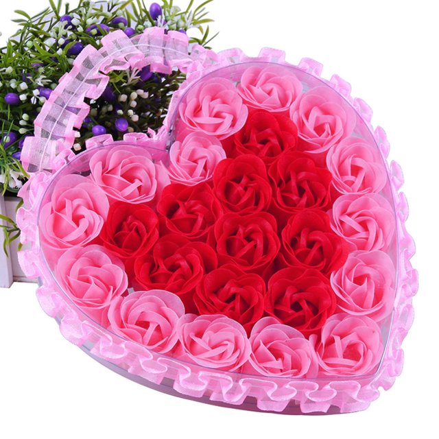 Chmadoxn 24 Pcs Blush/Rose Gold Scented Rose Soap Party Favors With Gift Box And Ribbon A SOAP