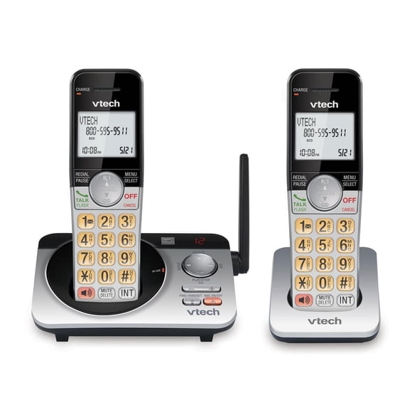 VTech 2 Handset Extended Range DECT 6.0 Cordless Phone with Answering System, CS5229-2 (Silver/Black)
