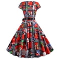 thumbnail image 4 of Robe de Noël Vintage pour Femmes, Imprimé Vintage, Sans Manches, Col Rond, Soirée, Robe de Fête, Robe de Noël, Manteau, 4 of 9
