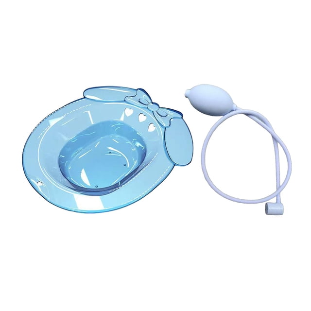 Esquirla Sitz Bath Multipurpose Sturdy Anti Overflow Soak Pan for Bathroom Dorm Hotel Blue with Flusher
