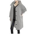 thumbnail image 1 of Women‘s Plus Size Solid Color Button Pocket Recreational Hooded Long Sleeve Windbreaker Coat Tops, 1 of 4