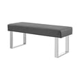 thumbnail image 2 of Armen Living LCAMBEGRBCH Amanda Contemporary Dining Bench in Gray Faux Leather Chrome, 2 of 5