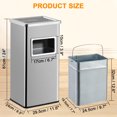 thumbnail image 3 of 8 Gallon/30 L Indoor Outdoor Trash Can, Commercial Garbage Can with Removable Inner Bucket, Stainless Steel Metal Bin, Waste Bin Container with Lid for Outside Patio, 3 of 7