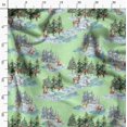 thumbnail image 4 of Soimoi Green Rayon Fabric Animals & Pine Tree Fabric Prints By Yard 56 Inch Wide, 4 of 5