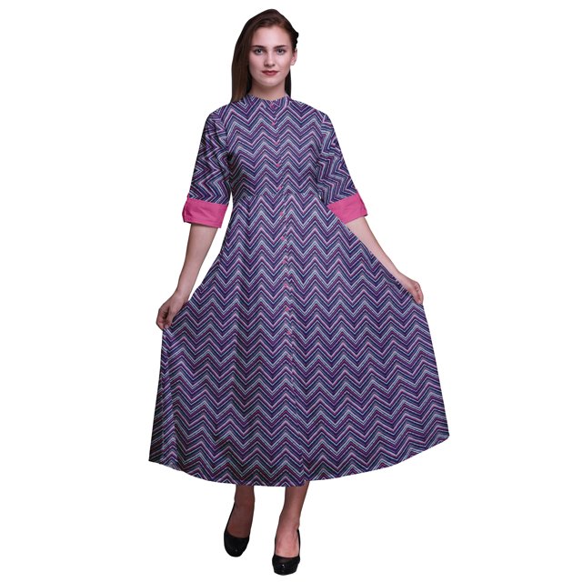 Bimba Robe Chemise à Carreaux à Boutons, Col Mandarin, Manches Retroussables, Imprimé, XXX-Grand