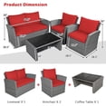 thumbnail image 2 of Gymax 4PCS Patio Rattan Conversation Set Outdoor Furniture Set w/ Red Cushions, 2 of 10