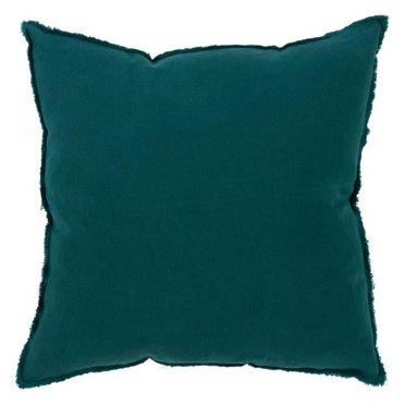SARO 13049.JG20S Coussin Carré de 18 Po à Franges en Lin Rempli de Duvet - Vert Jaspe