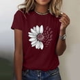 thumbnail image 2 of WTXUE T-Shirts à Manches Courtes, T-Shirts Graphiques à Col Rond pour Femmes, T-Shirt d'Été Sunflower, Blouse Ample en Coton Floral pour Fille, Chemises pour Femmes / Décontractées pour Femmes Plus Vin/Sunflower M, 2 of 6