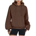 thumbnail image 1 of MeetoTime Women's Hooded Sweatshirt Fall Basic Long Sleeve Solid Color Hoodie Pullover with Pocket, 1 of 6