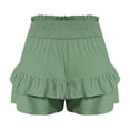 thumbnail image 5 of Timegard Wide Leg Shorts for Women Elastic Waisted Smocked Ruffle Bottom Flowy Lounge Shorts Beach Wear, 5 of 5